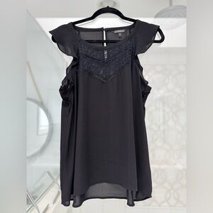 Express Women's Black Ruffle Sleeve Blouse